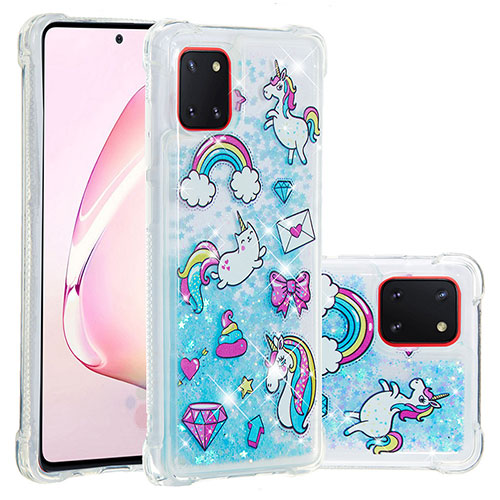 Silicone Candy Rubber TPU Bling-Bling Soft Case Cover S03 for Samsung Galaxy A81 Sky Blue