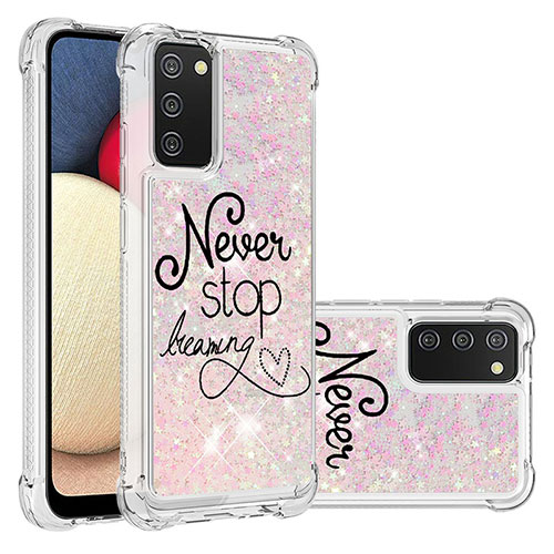 Silicone Candy Rubber TPU Bling-Bling Soft Case Cover S03 for Samsung Galaxy F02S SM-E025F Pink