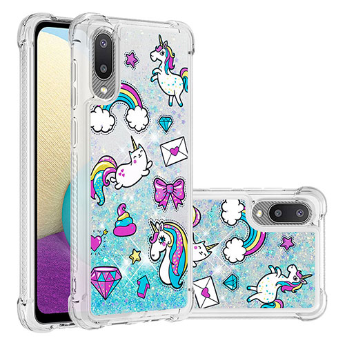 Silicone Candy Rubber TPU Bling-Bling Soft Case Cover S03 for Samsung Galaxy M02 Sky Blue