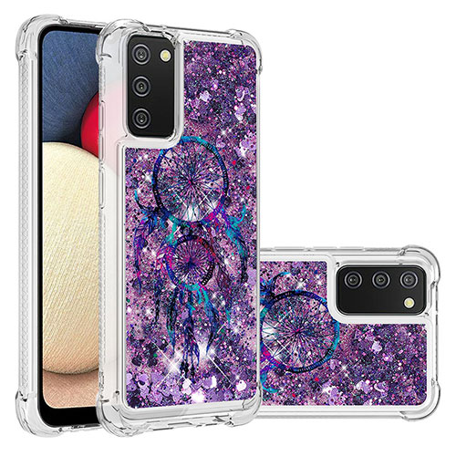 Silicone Candy Rubber TPU Bling-Bling Soft Case Cover S03 for Samsung Galaxy M02s Purple