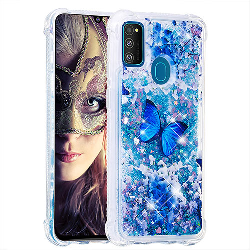 Silicone Candy Rubber TPU Bling-Bling Soft Case Cover S03 for Samsung Galaxy M30s Blue