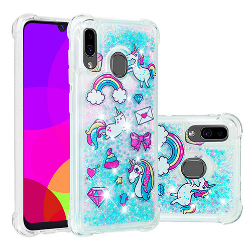 Silicone Candy Rubber TPU Bling-Bling Soft Case Cover S05 for Samsung Galaxy A30 Sky Blue