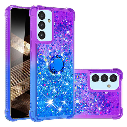 Silicone Candy Rubber TPU Bling-Bling Soft Case Cover with Finger Ring Stand S02 for Samsung Galaxy A35 5G Purple