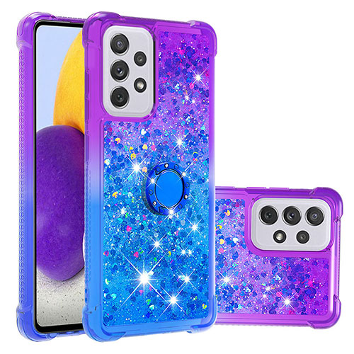 Silicone Candy Rubber TPU Bling-Bling Soft Case Cover with Finger Ring Stand S02 for Samsung Galaxy A73 5G Purple