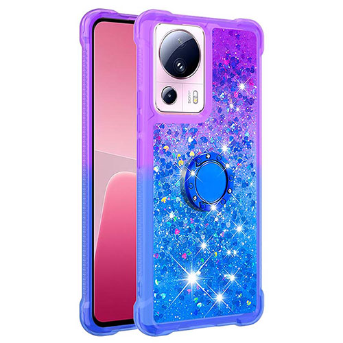 Silicone Candy Rubber TPU Bling-Bling Soft Case Cover with Finger Ring Stand S02 for Xiaomi Mi 12 Lite NE 5G Purple