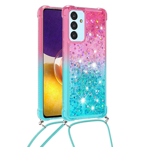 Silicone Candy Rubber TPU Bling-Bling Soft Case Cover with Lanyard Strap S01 for Samsung Galaxy S23 FE 5G Pink