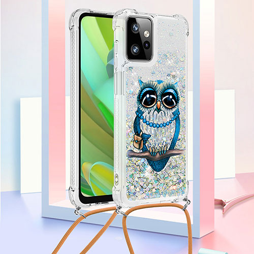 Silicone Candy Rubber TPU Bling-Bling Soft Case Cover with Lanyard Strap YB2 for Motorola Moto G Power 5G (2023) Mixed