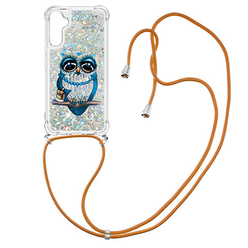 Silicone Candy Rubber TPU Bling-Bling Soft Case Cover with Lanyard Strap YB2 for Samsung Galaxy A34 5G Mixed