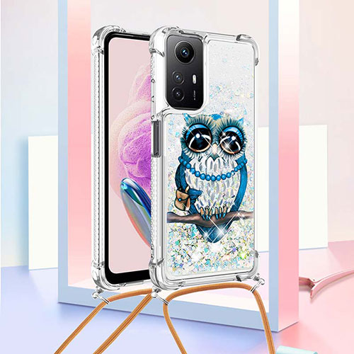 Silicone Candy Rubber TPU Bling-Bling Soft Case Cover with Lanyard Strap YB2 for Xiaomi Redmi Note 12S Mixed