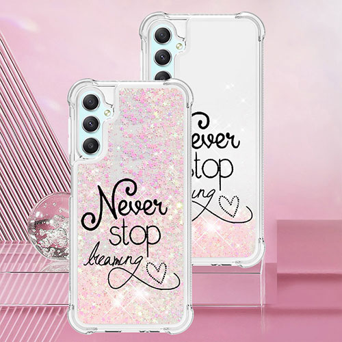 Silicone Candy Rubber TPU Bling-Bling Soft Case Cover YB1 for Samsung Galaxy A24 4G Pink