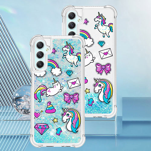 Silicone Candy Rubber TPU Bling-Bling Soft Case Cover YB1 for Samsung Galaxy A24 4G Sky Blue