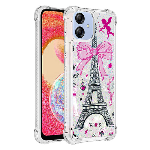 Silicone Candy Rubber TPU Bling-Bling Soft Case Cover YB1 for Samsung Galaxy F04 Rose Gold