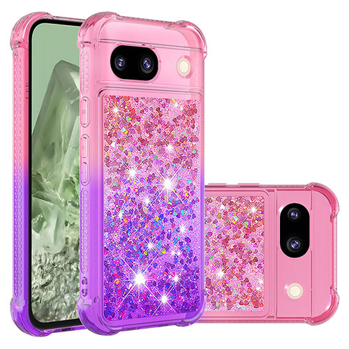 Silicone Candy Rubber TPU Bling-Bling Soft Case Cover YB2 for Google Pixel 8a 5G Hot Pink