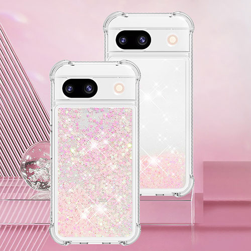 Silicone Candy Rubber TPU Bling-Bling Soft Case Cover YB3 for Google Pixel 8a 5G Pink