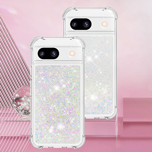 Silicone Candy Rubber TPU Bling-Bling Soft Case Cover YB3 for Google Pixel 8a 5G Silver