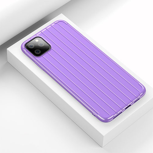 Silicone Candy Rubber TPU Line Soft Case Cover C01 for Apple iPhone 11 Pro Max Purple