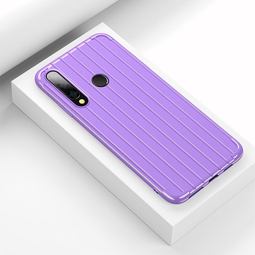 Silicone Candy Rubber TPU Line Soft Case Cover C01 for Huawei Honor 20E Purple