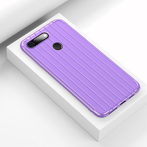Silicone Candy Rubber TPU Line Soft Case Cover C01 for Huawei Honor V20 Purple