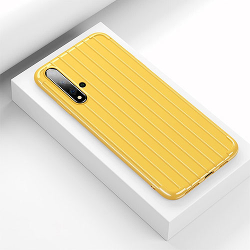 Silicone Candy Rubber TPU Line Soft Case Cover C01 for Huawei Nova 5 Yellow