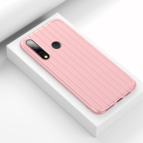 Silicone Candy Rubber TPU Line Soft Case Cover C01 for Huawei P Smart+ Plus (2019) Pink