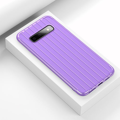 Silicone Candy Rubber TPU Line Soft Case Cover C01 for Samsung Galaxy S10 Purple