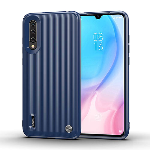 Silicone Candy Rubber TPU Line Soft Case Cover C01 for Xiaomi Mi A3 Blue