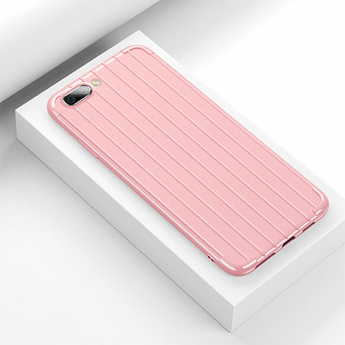Silicone Candy Rubber TPU Line Soft Case Cover C02 for Oppo K1 Pink