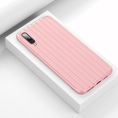 Silicone Candy Rubber TPU Line Soft Case Cover C02 for Samsung Galaxy A90 5G Pink