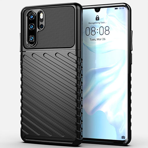 Silicone Candy Rubber TPU Line Soft Case Cover C03 for Huawei P30 Pro New Edition Black