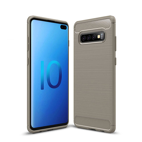 Silicone Candy Rubber TPU Line Soft Case Cover C03 for Samsung Galaxy S10 Plus Gray