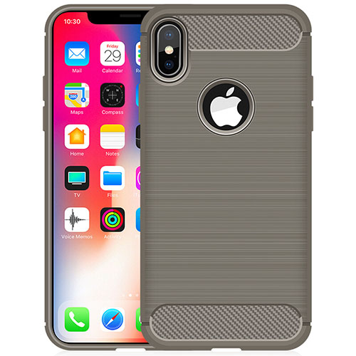 Silicone Candy Rubber TPU Line Soft Case Cover for Apple iPhone Xs Gray