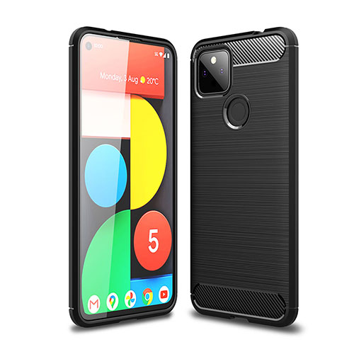 Silicone Candy Rubber TPU Line Soft Case Cover for Google Pixel 5a 5G Black