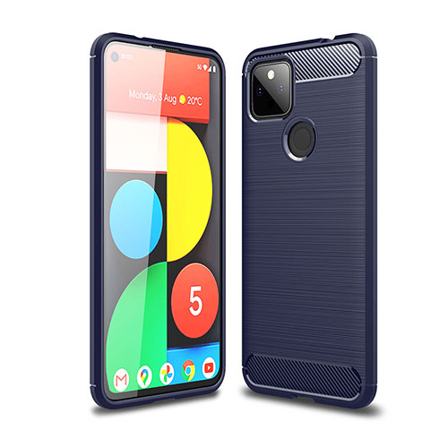 Silicone Candy Rubber TPU Line Soft Case Cover for Google Pixel 5a 5G Blue