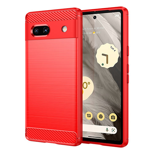 Silicone Candy Rubber TPU Line Soft Case Cover for Google Pixel 7a 5G Red