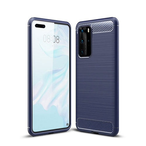 Silicone Candy Rubber TPU Line Soft Case Cover for Huawei P40 Pro Blue