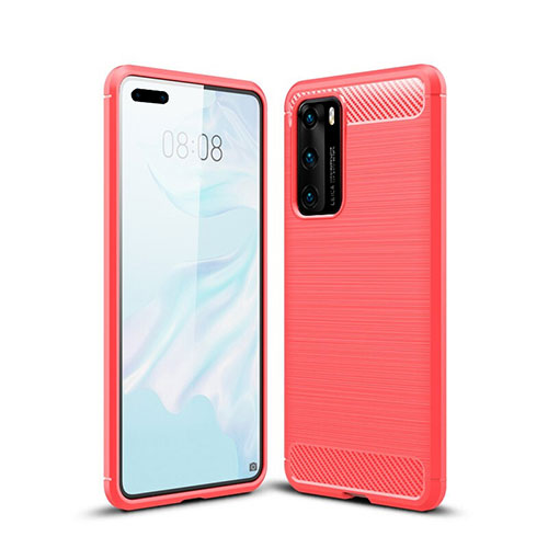 Silicone Candy Rubber TPU Line Soft Case Cover for Huawei P40 Red