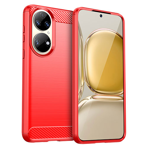 Silicone Candy Rubber TPU Line Soft Case Cover for Huawei P50 Red