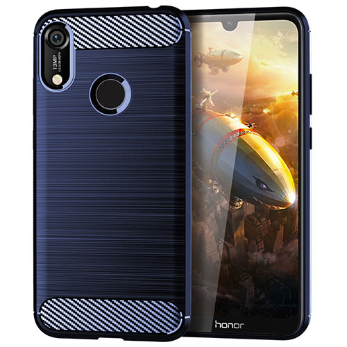 Silicone Candy Rubber TPU Line Soft Case Cover for Huawei Y6 Pro (2019) Blue