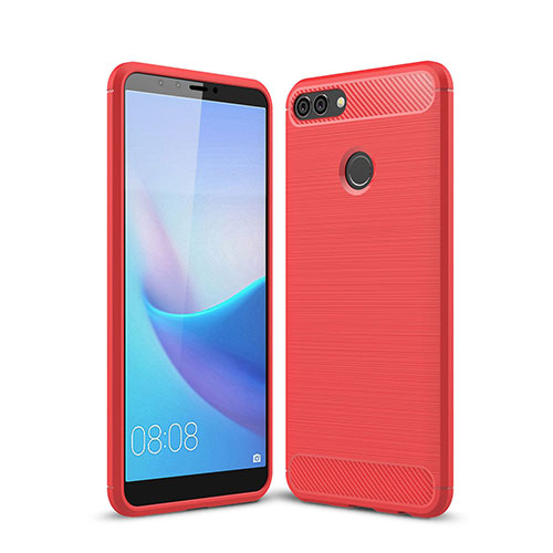 Silicone Candy Rubber TPU Line Soft Case Cover for Huawei Y9 (2018) Red