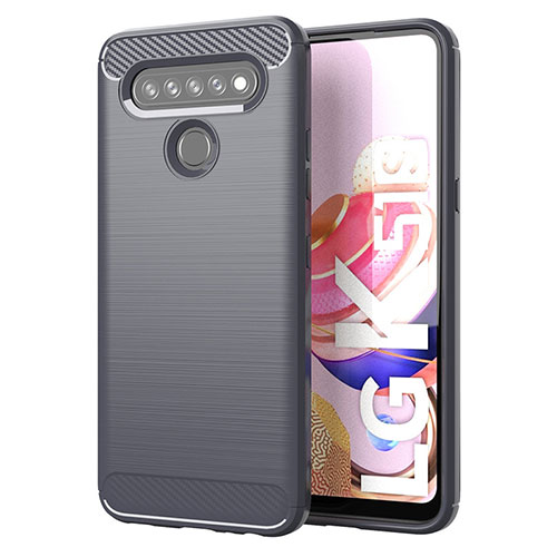 Silicone Candy Rubber TPU Line Soft Case Cover for LG K51S Gray