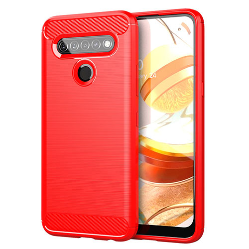 Silicone Candy Rubber TPU Line Soft Case Cover for LG K61 Red