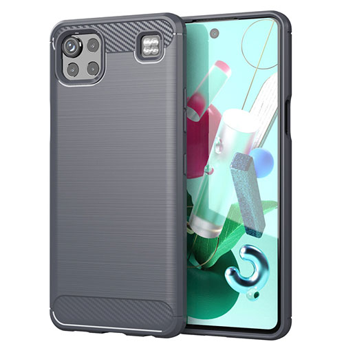 Silicone Candy Rubber TPU Line Soft Case Cover for LG K92 5G Gray