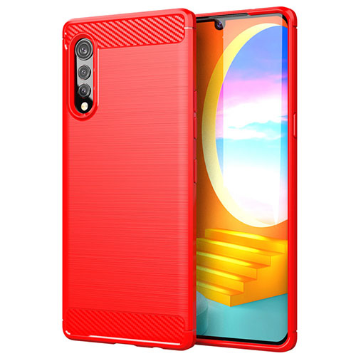 Silicone Candy Rubber TPU Line Soft Case Cover for LG Velvet 5G Red