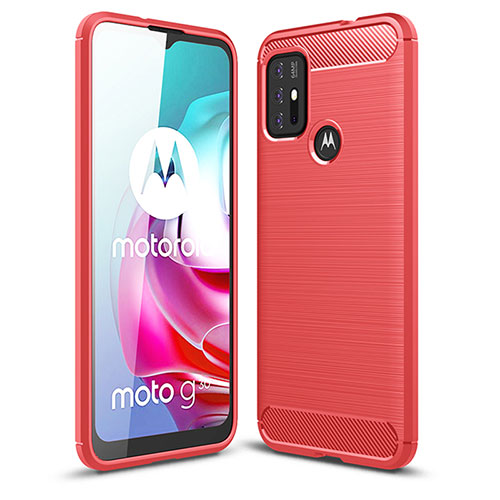 Silicone Candy Rubber TPU Line Soft Case Cover for Motorola Moto G10 Red