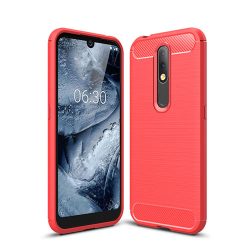 Silicone Candy Rubber TPU Line Soft Case Cover for Nokia 4.2 Red