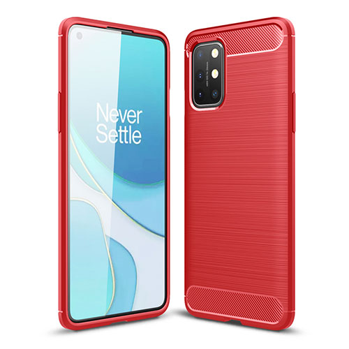 Silicone Candy Rubber TPU Line Soft Case Cover for OnePlus 8T 5G Red