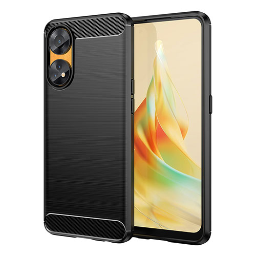 Silicone Candy Rubber TPU Line Soft Case Cover for Oppo Reno8 T 4G Black