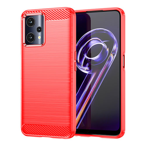 Silicone Candy Rubber TPU Line Soft Case Cover for Realme 9 Pro 5G Red