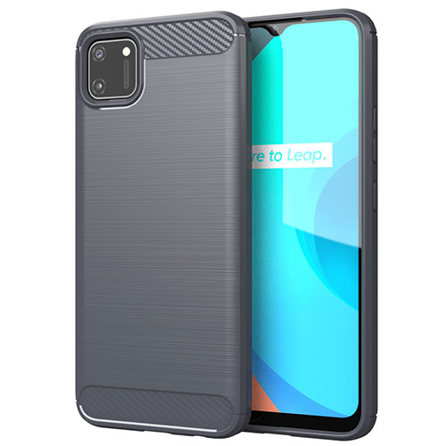 Silicone Candy Rubber TPU Line Soft Case Cover for Realme C11 Gray