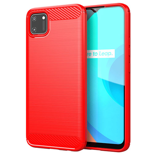 Silicone Candy Rubber TPU Line Soft Case Cover for Realme C11 Red